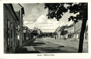 Szenc, Szempcz, Senec; Rákóczi utca, Horváth szabó üzlete / street view with tailor shop (fl)
