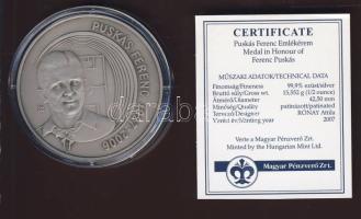 2007. "Puskás Ferenc" Ag emlékérem patinázott 15,552 g tanusítvánnyal