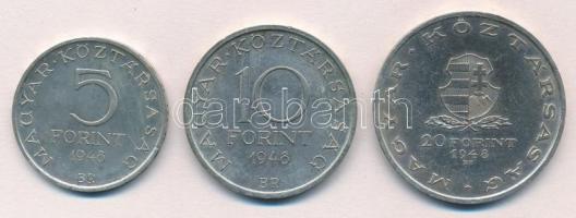 1948. 5Ft Ag "Petőfi" + 10Ft Ag "Széchenyi" + 20Ft Ag "Táncsics" - &qu...
