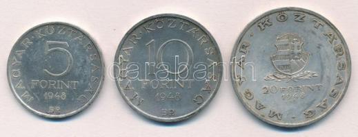 1948. 5Ft Ag "Petőfi" + 10Ft Ag "Széchenyi" + 20Ft Ag "Táncsics" - &qu...
