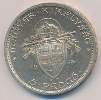 1938. 5P Ag "Szent István" T:1-,2 patina 
Adamo P8.1