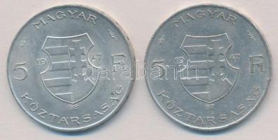 1947. 5Ft Ag "Kossuth" (2x) T:2,2- ph