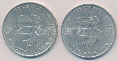 1947. 5Ft Ag "Kossuth" (2x) T:2