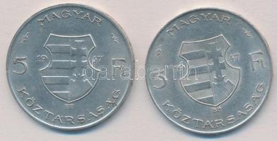 1947. 5Ft Ag "Kossuth" (2x) T:2
