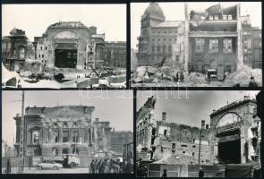 1965 Budapest, a Nemzeti Színház bontásának négy stációja, 4 db vintage fotó, 9x13 cm