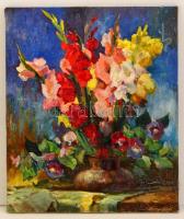 Csongor József (1913-1981) : Virágcsendélet. Olaj,vászon, jelzett, 60×50 cm