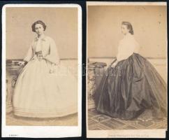 cca 1857 Simonyi pesti fényirdájából 2 db vizitkártya méretű, vintage fotó, 10x6 cm
