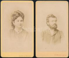 cca 1866 Kozmata és Társa pesti műtermében készült 2 db vizitkártya méretű, vintage fotó, 10x6 cm