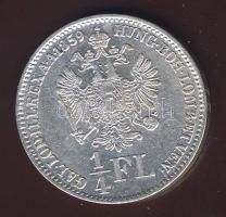 Ausztria/magyar verdejel 1859B 1/4 Fl Ag T:2/2-