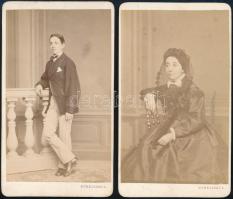 cca 1862 Strelisky L. pesti műtermében készült 2 db vizitkártya méretű, vintage fotó, 10x6 cm