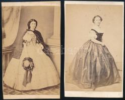 cca 1859 Mayer Gy. pesti fényképíró műterméből 2 db vizitkártya méretű, vintage fotó, 10x6 cm