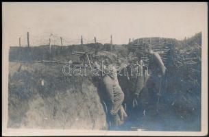 cca 1916 Géppuskás katonák a lövészárokban / WW: I. Military photo 9x15 cm