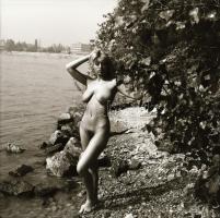 cca 1976 Trombitás Rézi, szolidan erotikus felvételek, 3 db vintage fotó + 6 db vintage negatív (a n...