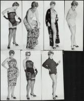 cca 1968 Bevállalós negyvenes, szolidan erotikus felvételek, 7 db vintage fotó, 17,5x8 cm