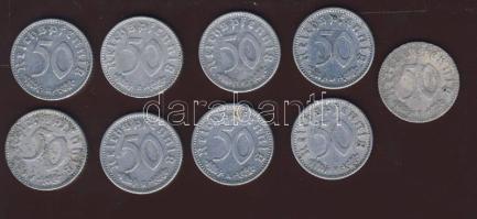 Német 3. Birodalom 1935-1943. 9 klf 50Pf egy kivételével mind h.k-tel (1X) kor. T:3,4