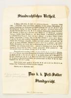 1857 Rablásért felakasztott szekszárdi juhász ítéletéről szóló hirdetmény. 28x36 cm