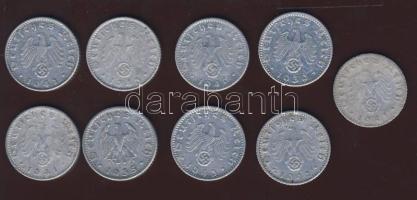 Német 3. Birodalom 1935-1943. 9 klf 50Pf egy kivételével mind h.k-tel (1X) kor. T:3,4