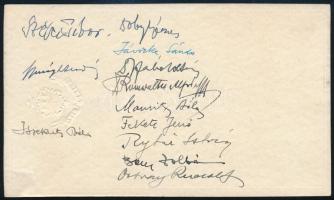 1941 Tudósok aláírásai a Hotel Ritz menükártyáján: Issekutz Béla, Ortvay Rudolf, Mauritz Béla, stb.