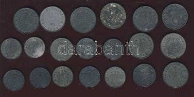 Német 3. Birodalom 1940-es évek klf évszámokkal és verdejelekkel 1Pf (9x), 5Pf (2x), 10Pf (9x) minde...