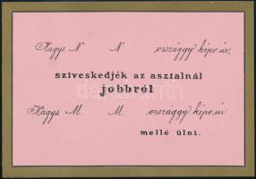 cca 1920 Országgyűlési meghívókártya minta(?)