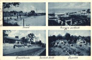 Zamárdi, Strand, Pannonia partfürdő, Vasútállomás, Nyaralók, villa (ázott / wet damage)