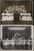 cca 1936 Budapest, báli ruhák divatja, 4 db vintage fotó bálozó hölgyekről és urakról, 18x24 cm