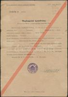 1939-1944 3 db dokumentum műszaki gépész zászlóaljnál szolgáló címzetes szakaszvezető részére: meghagyási igazolás, iparügyi miniszteri igazolvány, fényképes Ikarus személyi igazolvány