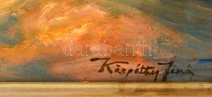 Kárpáti jelzéssel: Sziklás tengerpart. Olaj, vászon, keretben, 75×60 cm