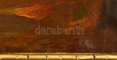 Tordai Székely Mihály (1890-1940): Erdei séta, olaj, vászon, jelzett, fa keretben, 50×40 cm