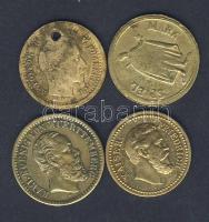 1800-as évek második fele német nyelvű játékpénzek 4 klf db benne I.Ferenc József, III.Napóleon, Károly würtembergi király, T:2/3,3 k