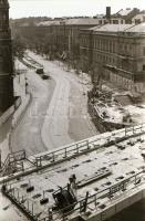 1980. július 28. Budapest, Marx tér, a MÁV-ház felrobbantásáról készült felvétel sorozat, 26 db szab...