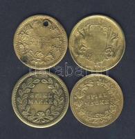 1800-as évek második fele német nyelvű játékpénzek 4 klf db benne I.Ferenc József, III.Napóleon, Kár...