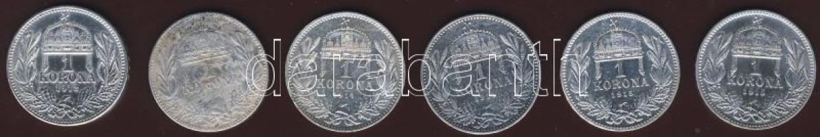 1K Ag 1912.(1x), 1914.(3X), 1915(2x) összesen 6 db T:1/2,2,3