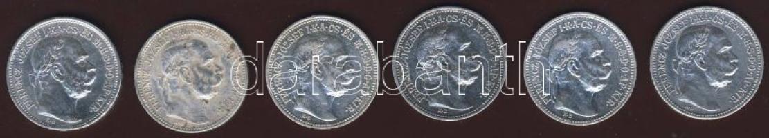 1K Ag 1912.(1x), 1914.(3X), 1915(2x) összesen 6 db T:1/2,2,3