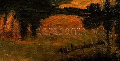 Mednyánszky jelzéssel: Hegycsúcs. Olaj, vászon-karton, keretben, 30×35 cm