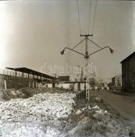 1964 Budapest, Kőbánya, a Zalka Máté téri vasútállomás, 4 db szabadon felhasználható vintage negatív...