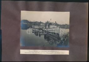 1915 A Bega lakóhajó, valamint német folyami rohamegység, amely Temessziget megtámagásánál részt vet...