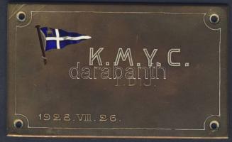 1928. Királyi Magyar Yacht Club I. díj zománcozott Br. plakett T:2 h pici zománchiba