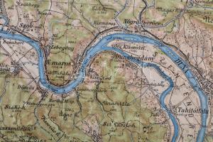 cca 1913 Komárom és környéke térképe, 1:200 000, M. Kir. Honvéd Térképészeti Intézet, hajtott, javít...