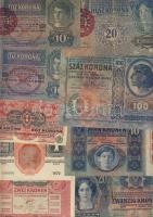 Érdekes hagyaték tétel korona időszak 44 db 1K-10000K mindegyik osztrák, szerb, piros magyar ellenbé...