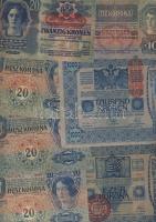 Érdekes hagyaték tétel korona időszak 44 db 1K-10000K mindegyik osztrák, szerb, piros magyar ellenbé...