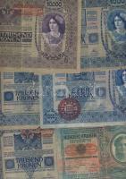 Érdekes hagyaték tétel korona időszak 44 db 1K-10000K mindegyik osztrák, szerb, piros magyar ellenbé...