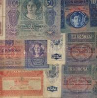 Érdekes hagyaték tétel korona időszak 44 db 1K-10000K mindegyik osztrák, szerb, piros magyar ellenbé...