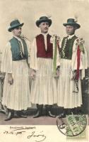 Kecskeméti legények pipával, népviselet / Hungarian folklore, traditional costumes. TCV card (ázott sarkak / wet corners)