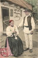 Csángó magyarok, népviselet / Hungarian folklore, traditional costumes. TCV card (ázott sarok / wet corner)