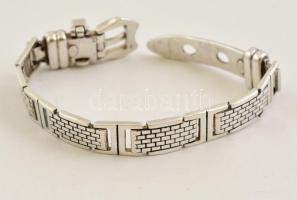 Ezüst(Ag) szíj alakú masszív karkötő, jelzett, h: 17 cm, nettó: 36 g