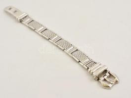 Ezüst(Ag) szíj alakú masszív karkötő, jelzett, h: 17 cm, nettó: 36 g