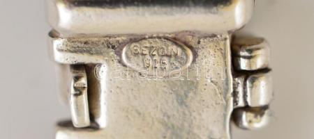 Ezüst(Ag) szíj alakú masszív karkötő, jelzett, h: 17 cm, nettó: 36 g