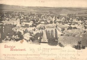 1899 Miskolc, látkép madártávlatból. Lővy József fia kiadása (EK)