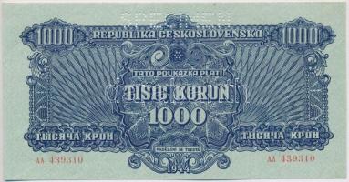 Csehszlovákia 1944. 1000K "SPECIMEN(MINTA)" perforációval T:I Czechoslovakia 1944. 1000 Korun with "SPECIMEN" perforation C:UNC